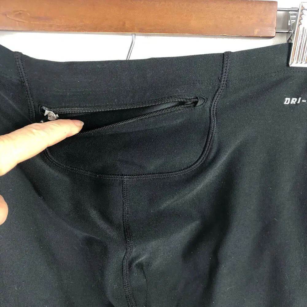 Nike Dri-FIT Filament Running Tights 332926-010 Mens XL Black Ankle Zip EUC